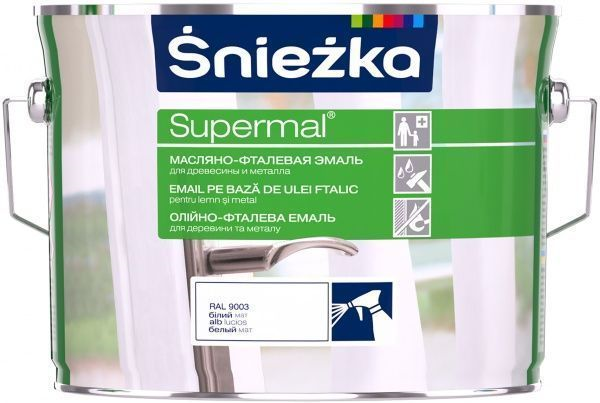 Емаль Sniezka олійно-фталева Supermal білий мат 2,5 л (3,07кг)